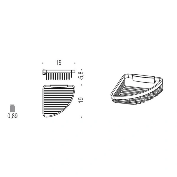 Полочка для ванной Colombo Angolari угловая B9649 (детальная фотография), современные, hi-tech