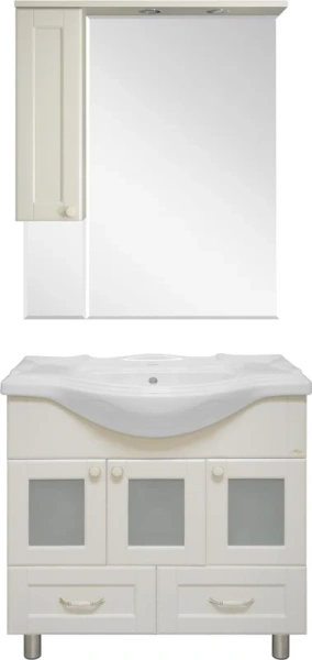 Зеркальный шкаф с подсветкой Misty Латте 85 см бежевый, левый П-Лат02085-032Л (детальная фотография), нет в наличии