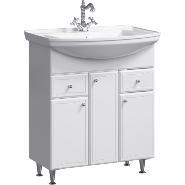 Тумба под раковину напольная Aqwella Barcelona 75 см с бельевой корзиной BA0107K (детальная фотография)