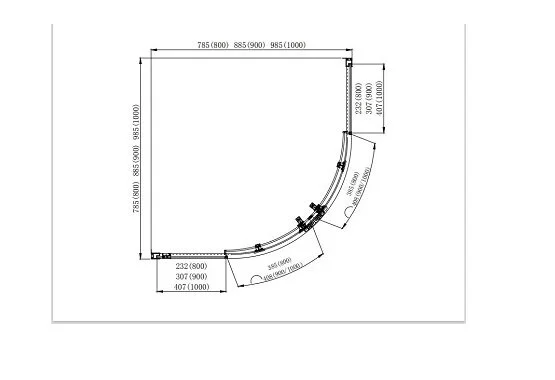 Душевой уголок Акватек 80x80 см профиль хром, стекло прозрачное AQ ARI RO 08020CH (детальная фотография), полукруглые, четверть круга
