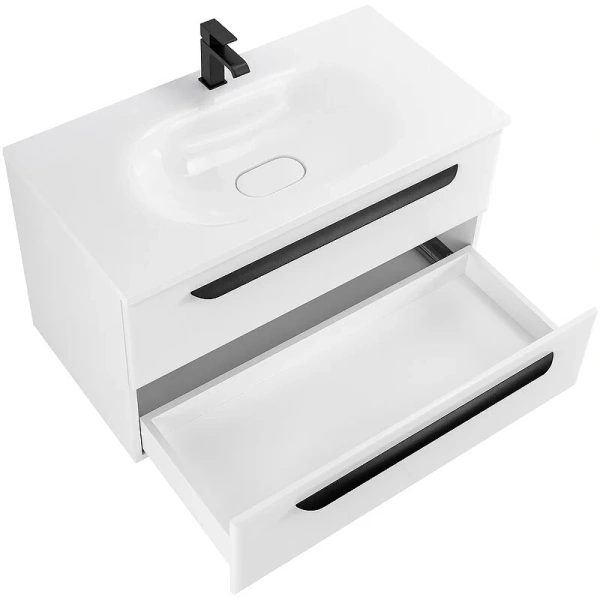 Тумба под раковину подвесная Cezares Eco 90 см bianco opaco ECO-900-2C-SO-BO (детальная фотография), подвесная, пристенная