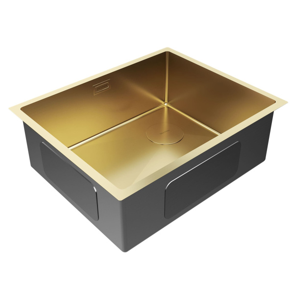 Мойка для кухни Paulmark Next-Skew 54 см брашированное золото PM885444-BG (детальная фотография), врезные, встраиваемые