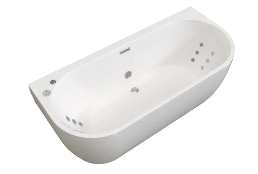 Гидромассажная ванна Радомир Вальс Макси 1-84-2-0-0-188, 180 x 80 см, рама-подставка, фронтальная панель съемная, слив-перелив, гидромассаж Optimum хром КУ 100, датчик уровня воды, массаж спины, белая (детальная фотография), прямоугольные