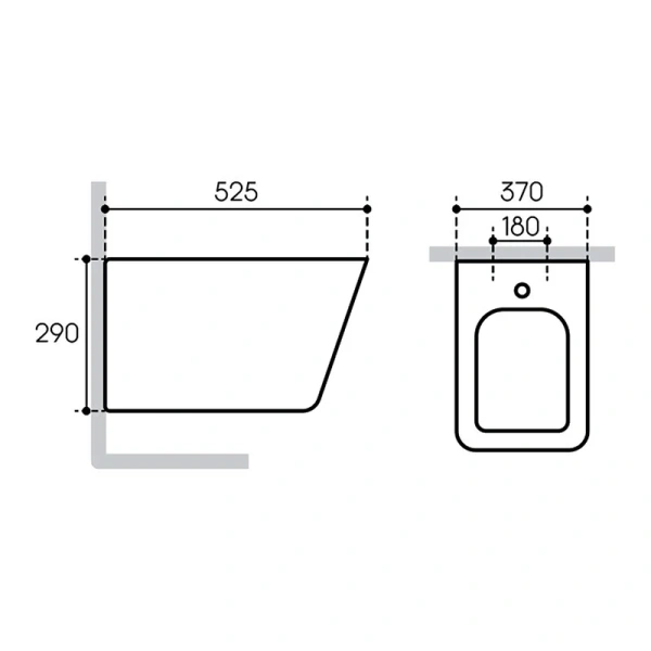 Биде подвесное Aqueduto MACIO черное матовое MAC0340 (детальная фотография), современные, hi-tech