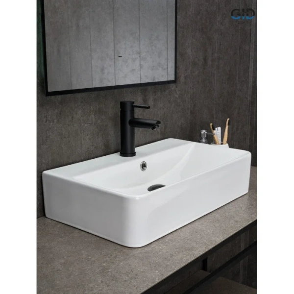 Раковина GID Geometrico N1344 61 см белая 51226 (детальная фотография), 60 см