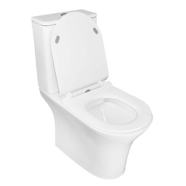 Унитаз компакт Azario Fretta Round белый AZ-1217 + AZ-1216 (детальная фотография), напольные