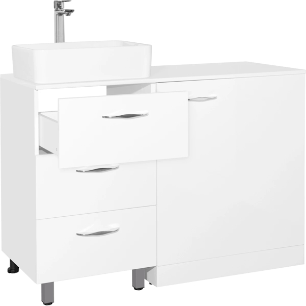 Тумба с раковиной напольная Style Line Берн ЛС-000010046 120 см с тремя ящиками (детальная фотография), напольная, пристенная