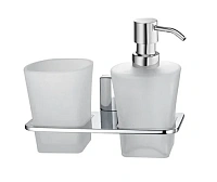 Стакан для ванной и дозатор для мыла WasserKRAFT Leine хром