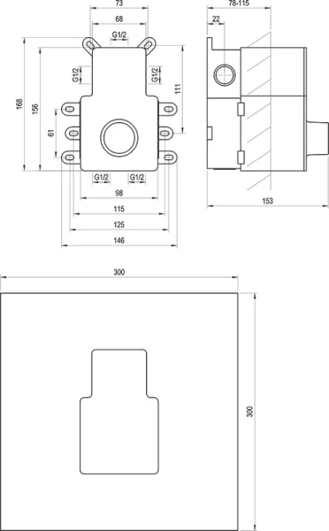 Скрытая часть смесителя Ravak R-box для ванны/душа X070235 (детальная фотография), в наличии index_1