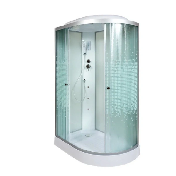 Душевая кабина Deto L 120x80 см правосторонняя L902RGM+EL (детальная фотография), стеклянные, рифленые, узорчатые