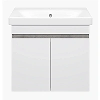 Тумба под раковину подвесная Misty Ронда 60 см белая/бетон