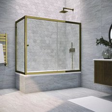 Душевая шторка на ванную профиль бронза стекло прозрачное Vegas-glass