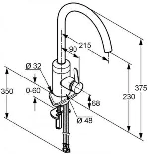 Смеситель для кухни Kludi E-GO 42210 сенсорный (детальная фотография), для кухни