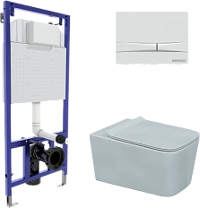 Унитаз с инсталляцией BERGES Floe кнопка F1 белая