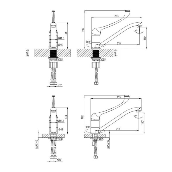 Смеситель для кухни Lemark Project с локтевой рукояткой LM4634C (детальная фотография), для кухни