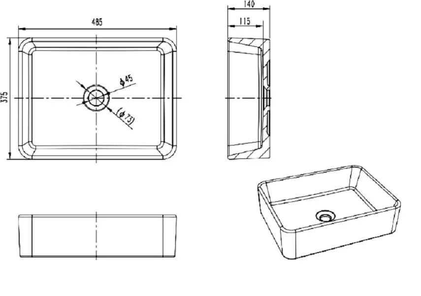Раковина Bravat Source C22328W-ENG 50 см (детальная фотография), современные, hi-tech