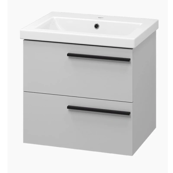 Тумба с раковиной подвесная Misty Ненси 60 см с 2 ящиками (детальная фотография), моноблок