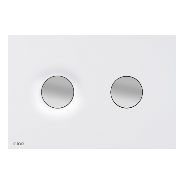 Клавиша смыва Alcaplast белая матовая/кнопки хром глянцевый M1976-2 (детальная фотография)