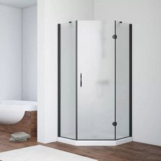 Душевой уголок профиль черный глянцевый стекло сатин Vegas-glass