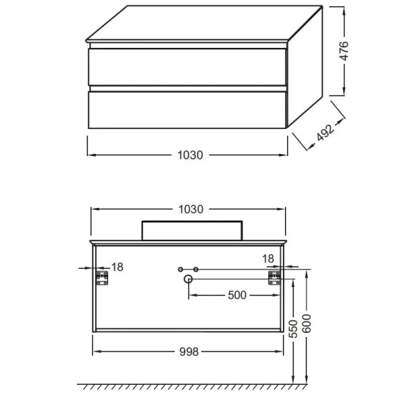 Тумба под раковину подвесная Jacob Delafon Madeleine 100 см серая матовая EB2084-J54 (детальная фотография), в наличии