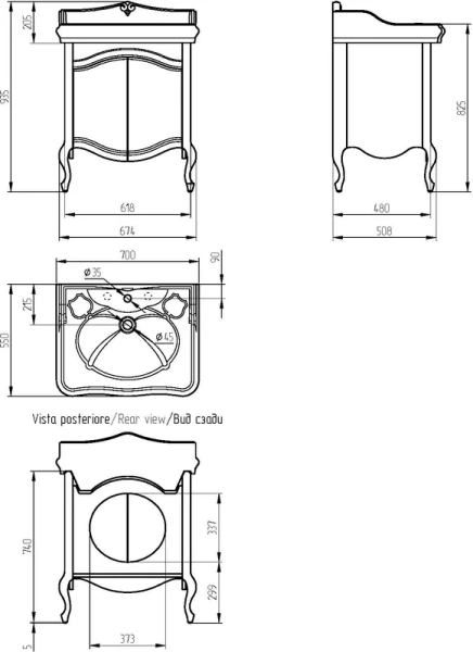 Тумба под раковину напольная Migliore Impero 67 см Avorio 25973 (детальная фотография), напольная, пристенная