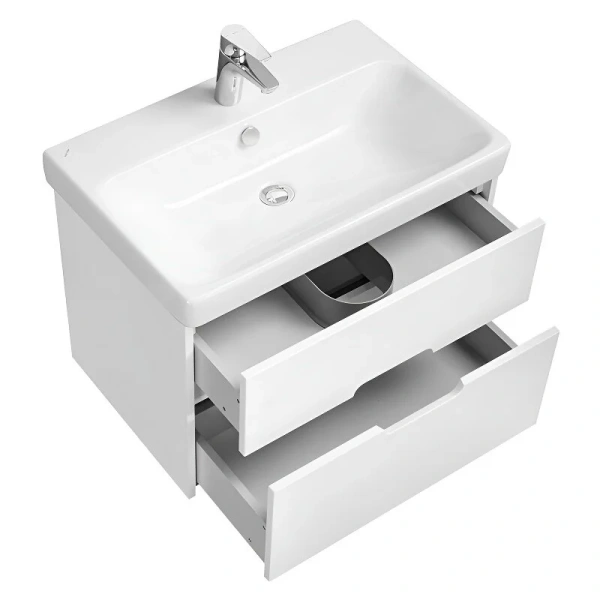 Тумба с раковиной подвесная Акватон Оливия 1A254301OL 70 см 2 ящика (детальная фотография), моноблок