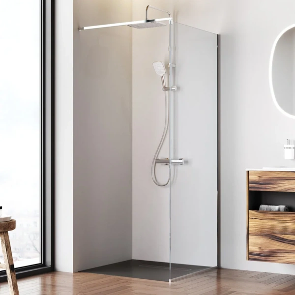 Душевая перегородка Am.Pm Func 80 см профиль хром W84WI-80-F1-MTE (детальная фотография), хром