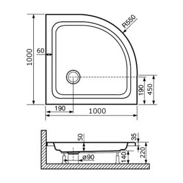 Душевой поддон RGW Acryl Style P 100х100 см полукруглый 16180400-11 (детальная фотография), недорогие