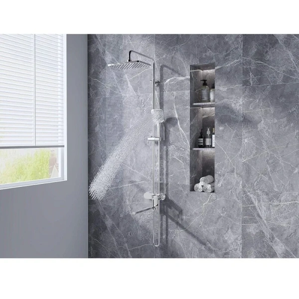 Душевая стойка Акватек Ника хром AQ2840CR (детальная фотография), рычажные