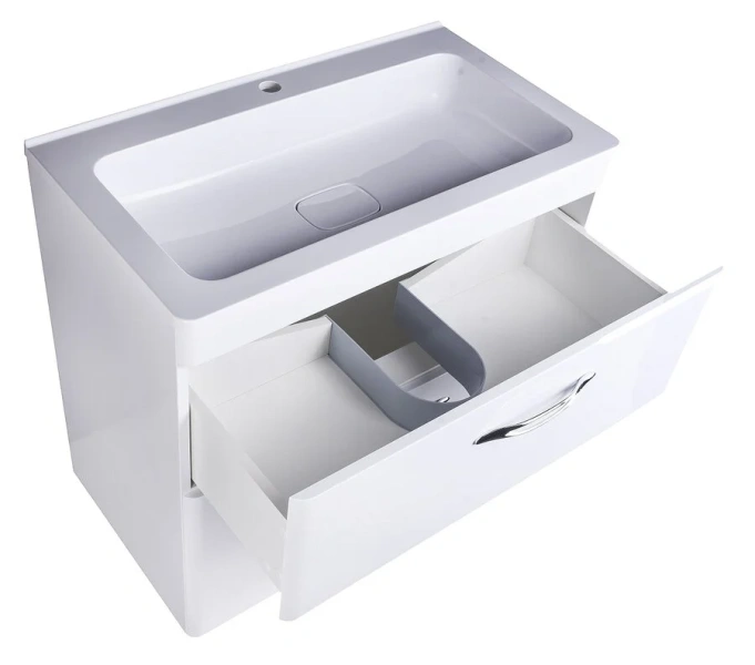 Тумба под раковину напольная Style Line Каре 80 см белая СС-00002267 (детальная фотография), моноблок