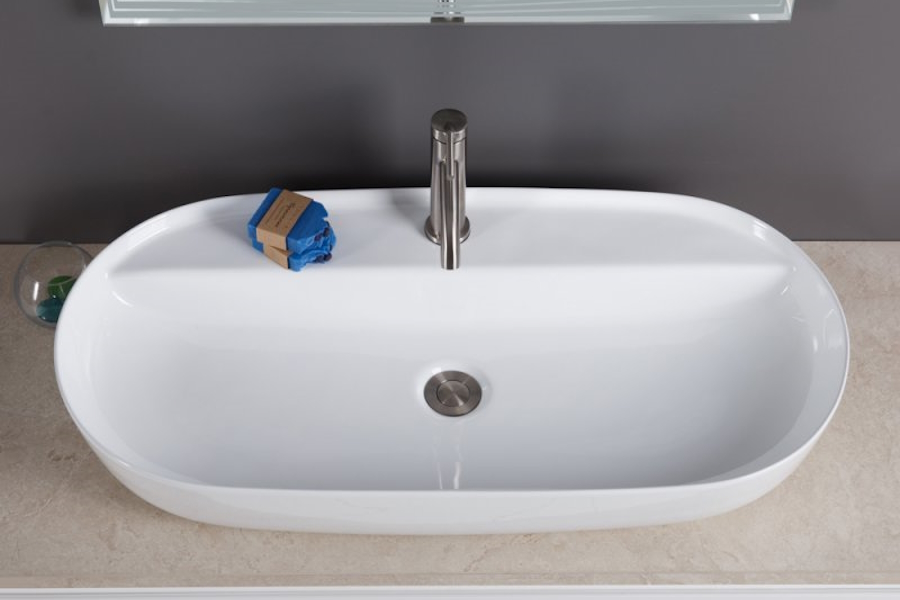 Раковина BelBagno 81 см белая BB1347 (детальная фотография), в форме чаши, круглой формы