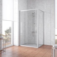 Душевой уголок профиль матовый хром стекло прозрачное Vegas-glass