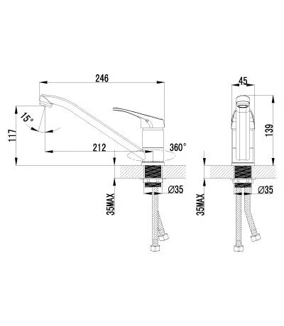 Смеситель для кухни Lemark Partner с поворотным изливом LM6554C (детальная фотография), для кухни