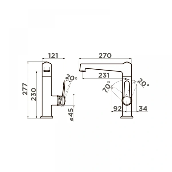 Смеситель для кухни Omoikiri Yamagata-C хром OYAM-CR-35 (детальная фотография), для кухни