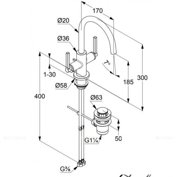 Смеситель для раковины Kludi Nova Fonte черный матовый 201183915 (детальная фотография), для раковины