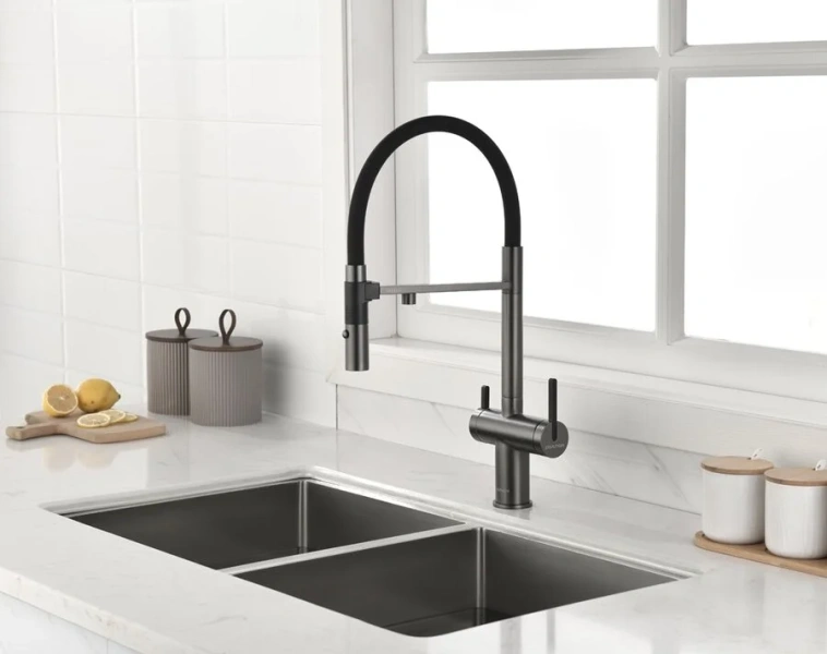 Смеситель для питьевой воды Paulmark Gravity вороненая сталь Gr213888-GM (детальная фотография), современные, hi-tech