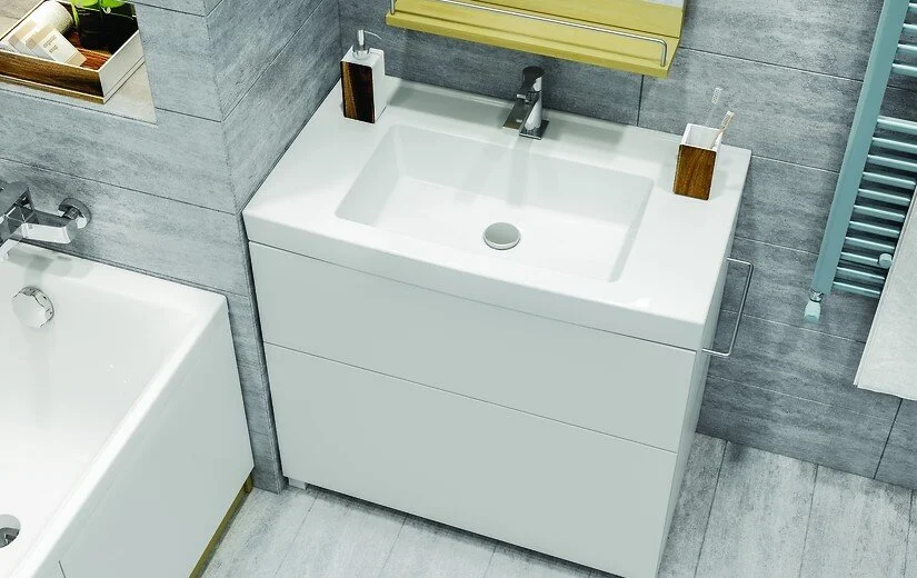 Раковина Cersanit Grand UM-GRA80/1 прямоугольная (детальная фотография), белые