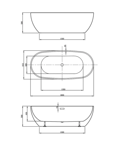 Ванна акриловая Vincea 180x81.5 см белая VBT-408-1800 (детальная фотография), современныe, hi-tech