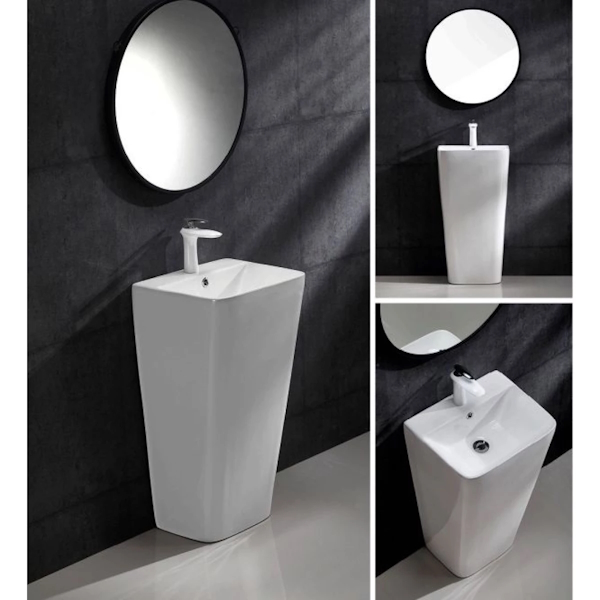 Раковина напольная Ceruttispa Sandra 44 см белая CT7828 (детальная фотография), современные, hi-tech