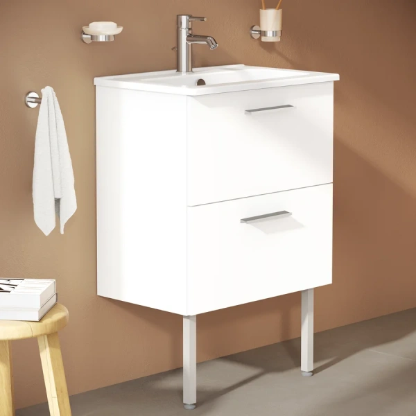 Тумба с раковиной напольная VitrA 60 см белый глянец 66106 (детальная фотография), напольная, пристенная