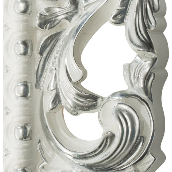 Зеркало овальное без фацета, цвет белый глянец с серебром, Tessoro Isabella 82 TS-107601-W/S (детальная фотография), по запросу