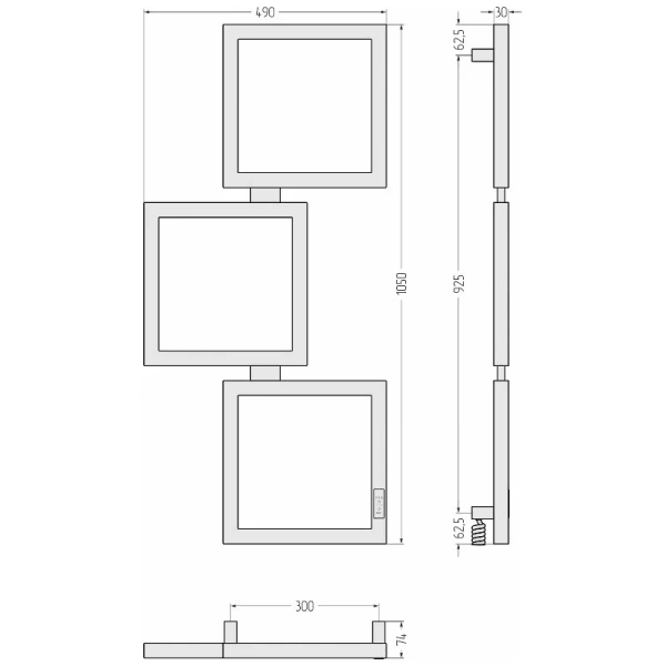Полотенцесушитель электрический Сунержа Этюд 50х105 см правый белый матовый 30-0847-1050 (детальная фотография), белыe