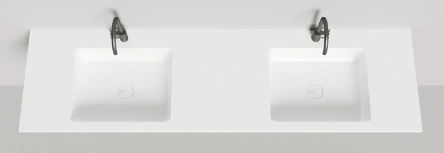 Раковина Salini Onda 180 см 2 чаши, белый матовый 1402202M (детальная фотография), белые