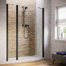 Душевая дверь профиль черный матовый стекло прозрачное Vegas-glass