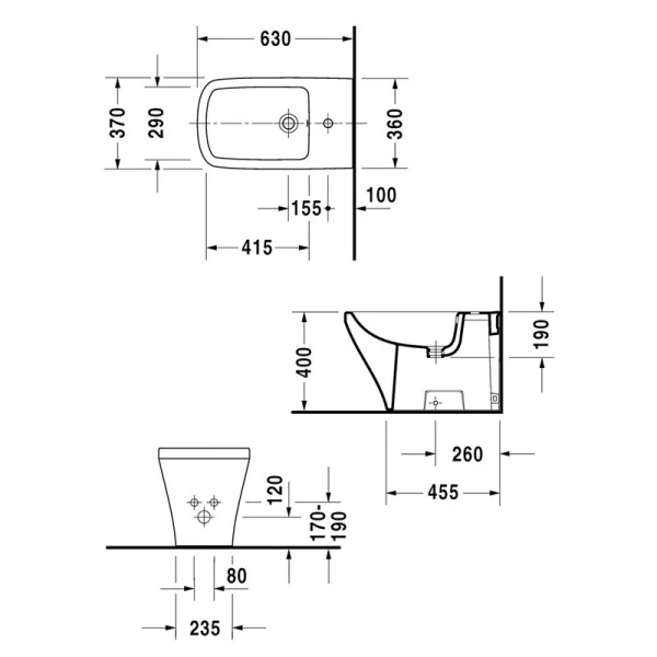 Биде напольное Duravit Durastyle белое 2283100000 (детальная фотография), напольные, приставные