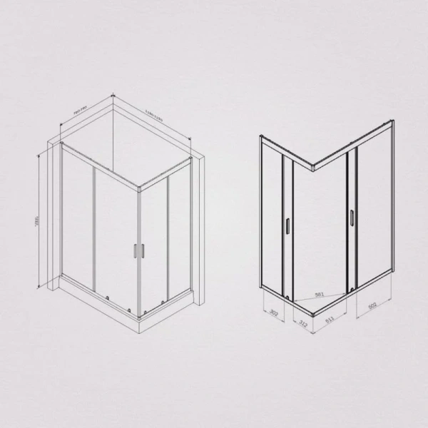 Душевой уголок Am.Pm Gem 120х80 см профиль черный W90G-404-120280-BT (детальная фотография), прямоугольные