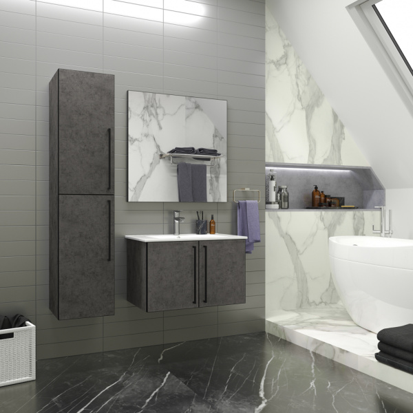 Тумба под раковину подвесная Misty Rock 75 см бетон светло-серая ROCK-06075-50-2 (детальная фотография), по запросу