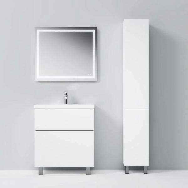 Шкаф-пенал напольный Am.Pm Gem 30 см правый белый глянец M90CSR0306WG (детальная фотография), современные, hi-tech