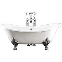 Ванна чугунная без отверстий под смеситель, ножки Flora, цвет полированный алюминий, Devon&Devon Cherie