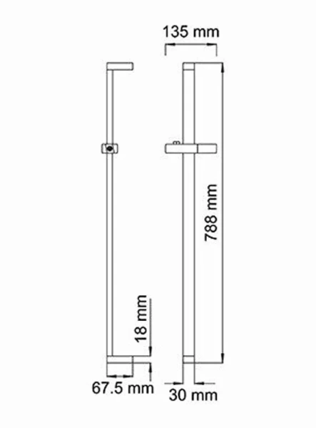 Штанга для душа WasserKRAFT хром A037 (детальная фотография), штанги для душа